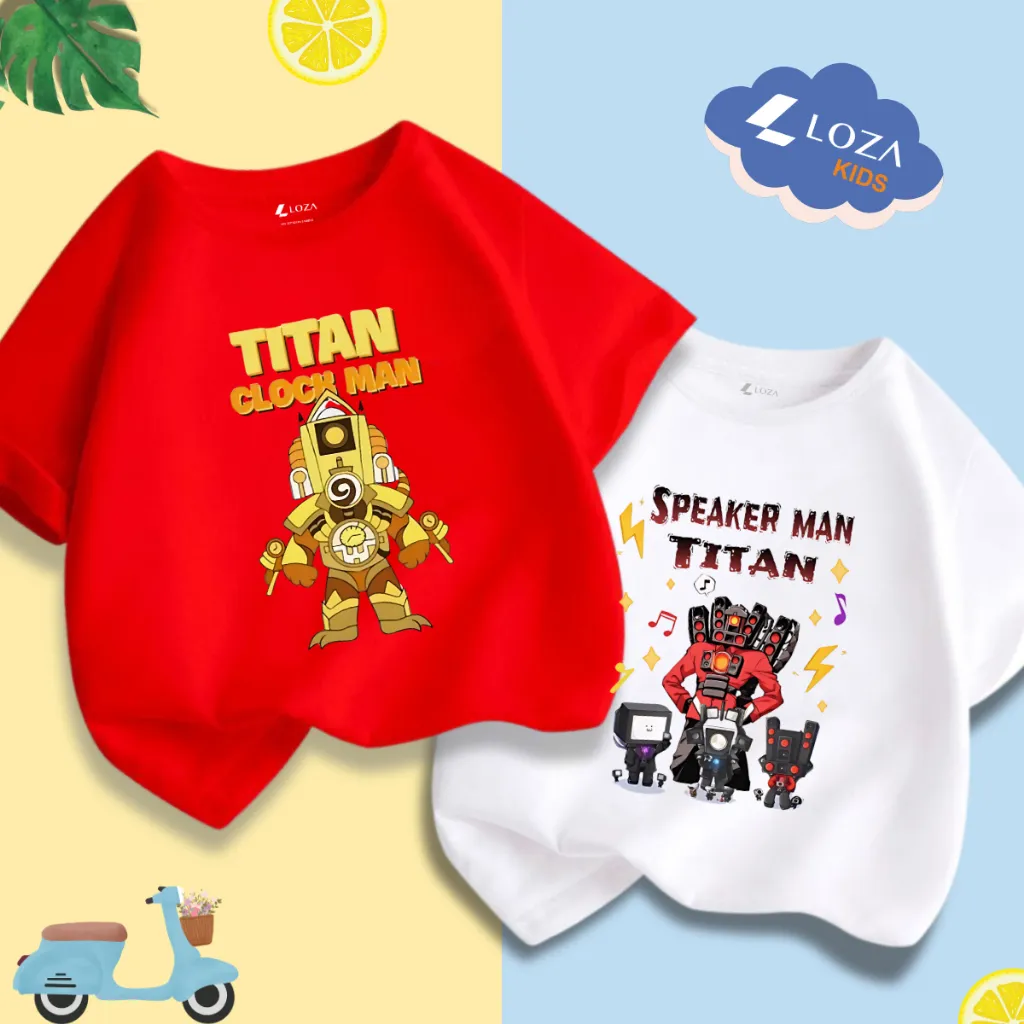 Ảnh Áo Thun  Skibidi Toilet - Clock Man - Cameraman Bossman cho bé trai, Áo phông cộc tay cho bé Loza Kids CA008 2