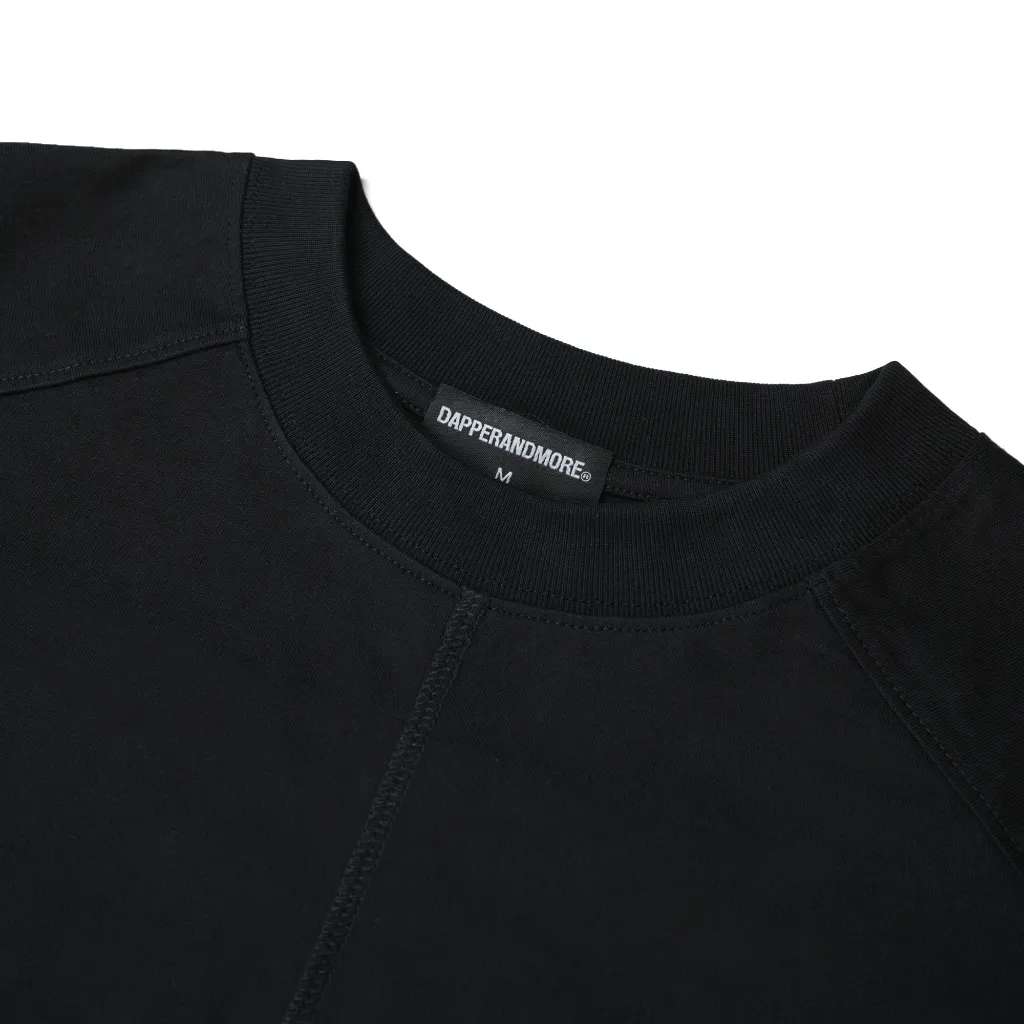 Ảnh Áo Thun Tay Dài DAPPERANDMORE Exclusive Long Sleeve 100% Cotton 250GSM Phối Line Rã May - Black 3