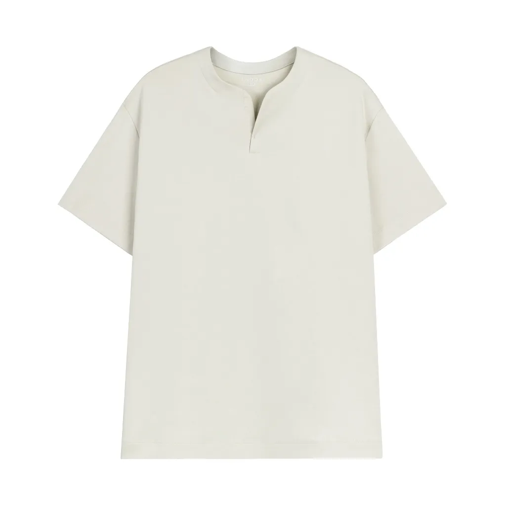 Ảnh Áo thun tay ngắn cổ tròn xẻ V nam nữ cotton interlock 250gsm LADOS-9141 chất dày dặn, thấm hút, phong cách trẻ trung 2