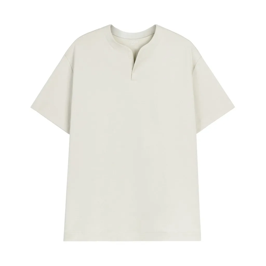 Ảnh Áo thun tay ngắn cổ tròn xẻ V nam nữ LADOS-19141 cotton interlock 250gsm dày dặn, đơn giản thanh lịch 4