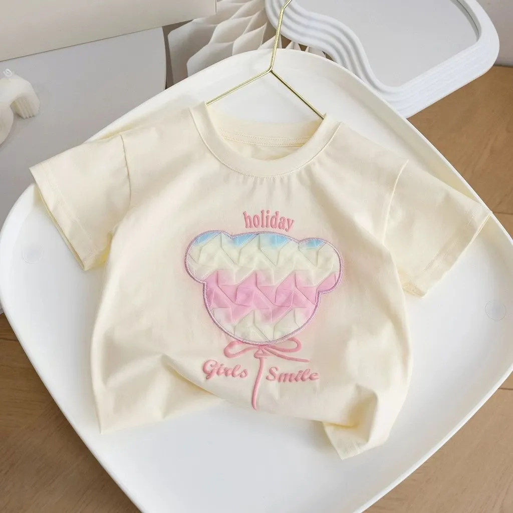 Áo Thun Bé Gái Họa Tiết Gấu 3D MINTSCLOSET | Cotton Mềm Mát (1-10 Tuổi)