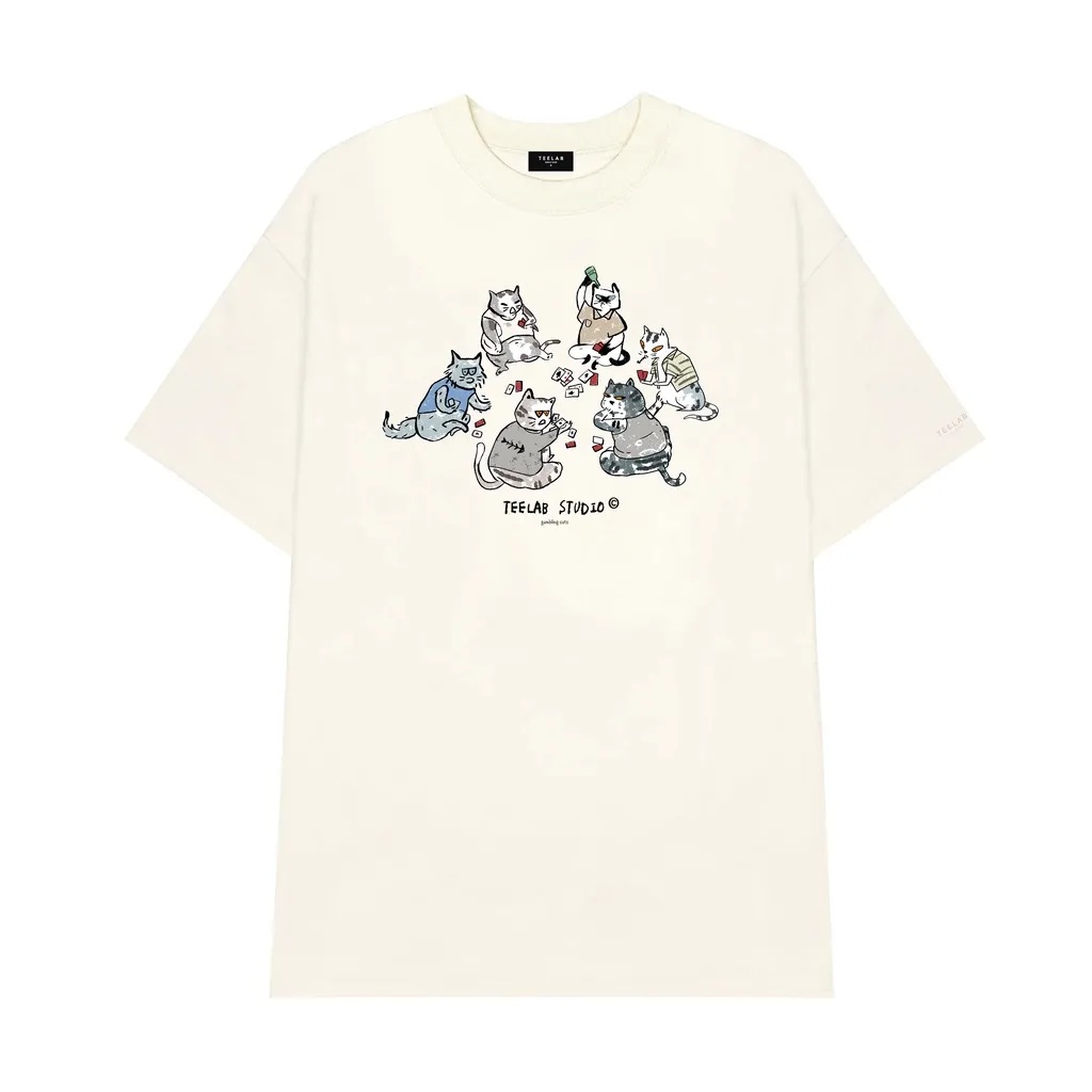Ảnh Áo Thun Teelab Gambling Cats Unisex Form Oversize Local Brand Tshirt TS150 2