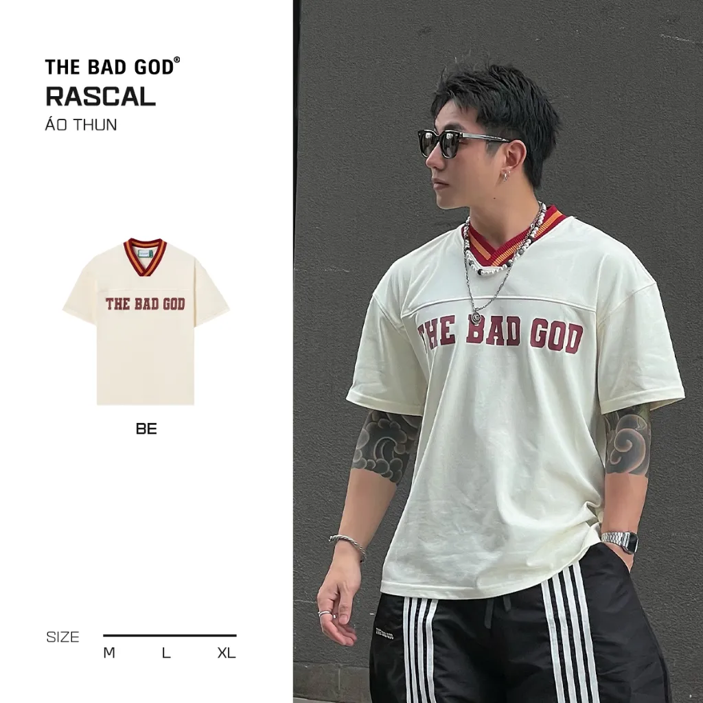 Ảnh Áo Thun The Bad God Rascal cổ V thời trang nam nữ cotton thoáng mát 1