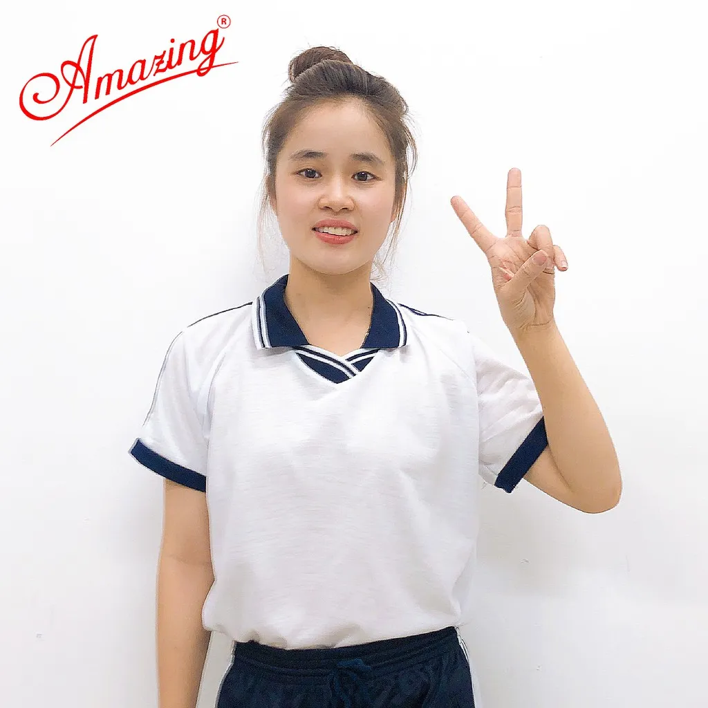 Ảnh Áo thun thể dục cổ bẻ và cổ tròn, đồng phục thể thao cho học sinh nam nữ các cấp, Amazing 1