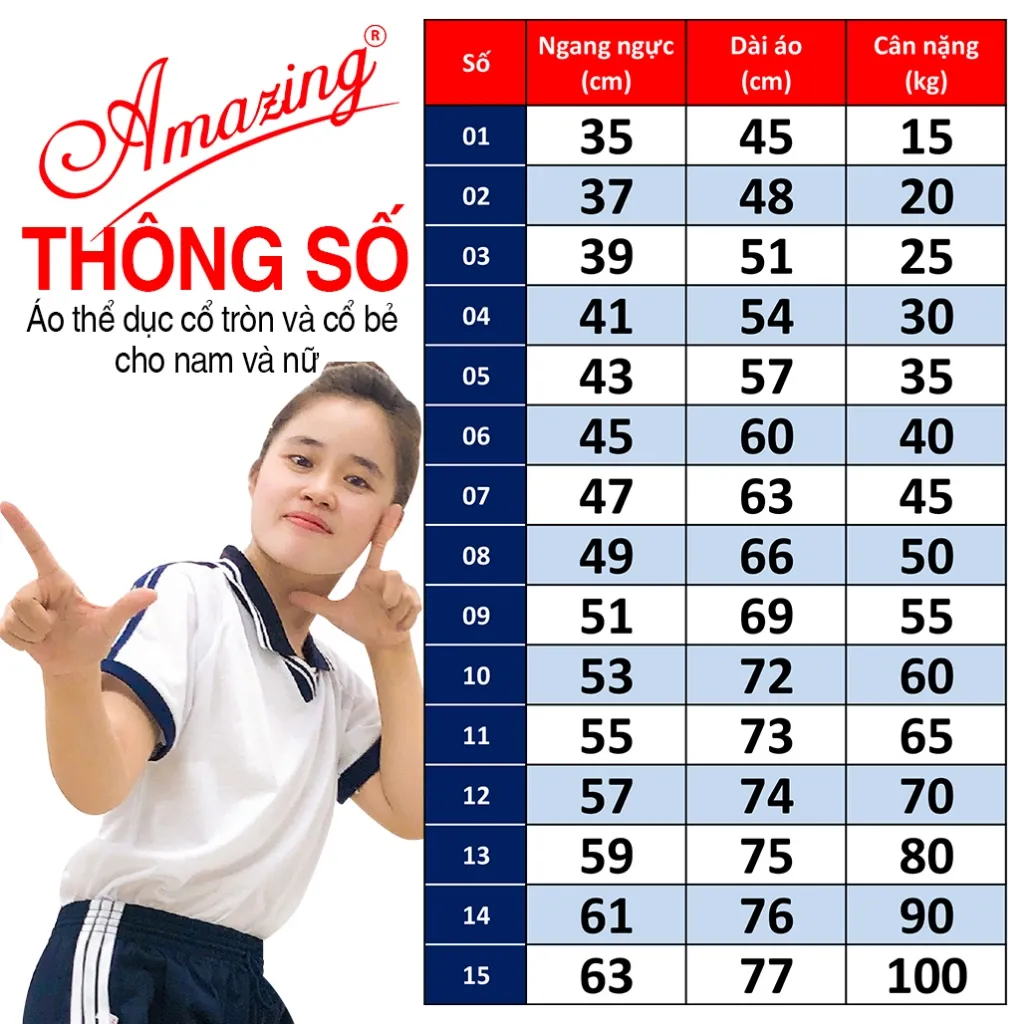 Ảnh Áo thun thể dục cổ bẻ và cổ tròn, đồng phục thể thao cho học sinh nam nữ các cấp, Amazing 2