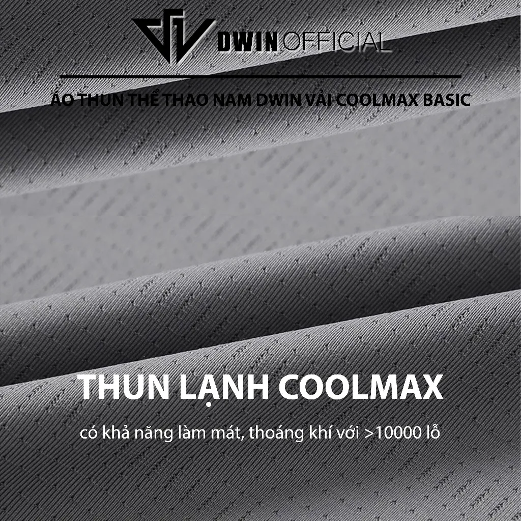 Ảnh Áo thun thể thao nam DWIN basic chất vải coolmax co dãn 4 chiều  thoáng mát thấm hút mồ hôi 2