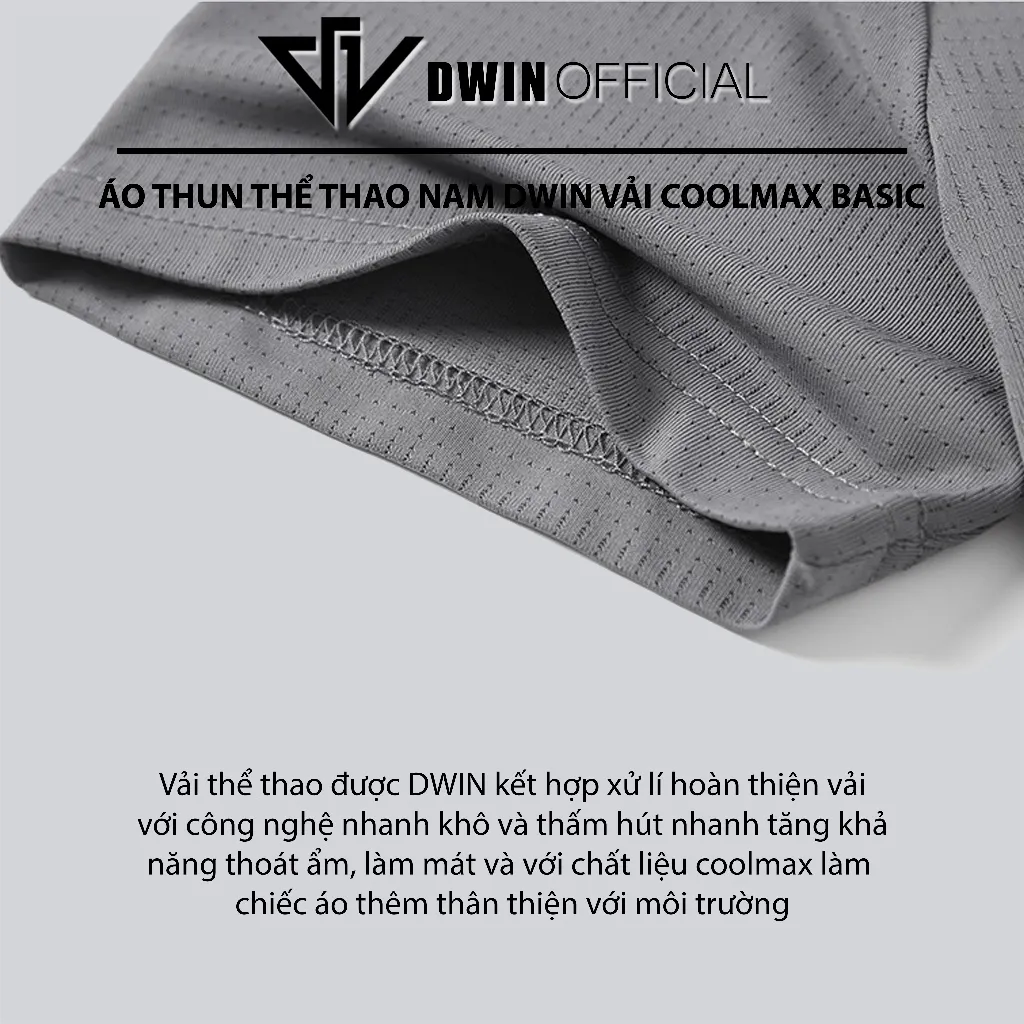 Ảnh Áo thun thể thao nam DWIN basic chất vải coolmax co dãn 4 chiều  thoáng mát thấm hút mồ hôi 3