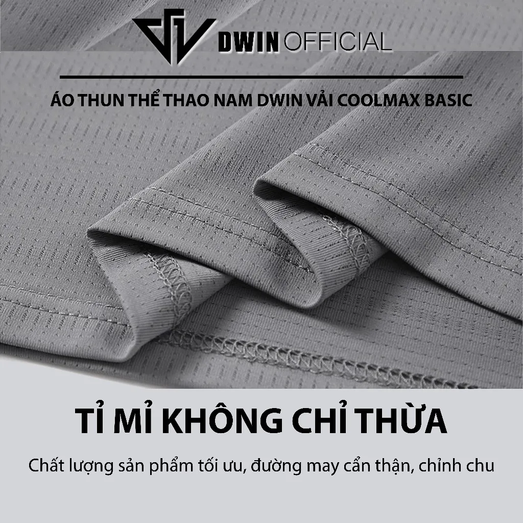 Ảnh Áo thun thể thao nam DWIN basic chất vải coolmax co dãn 4 chiều  thoáng mát thấm hút mồ hôi 4
