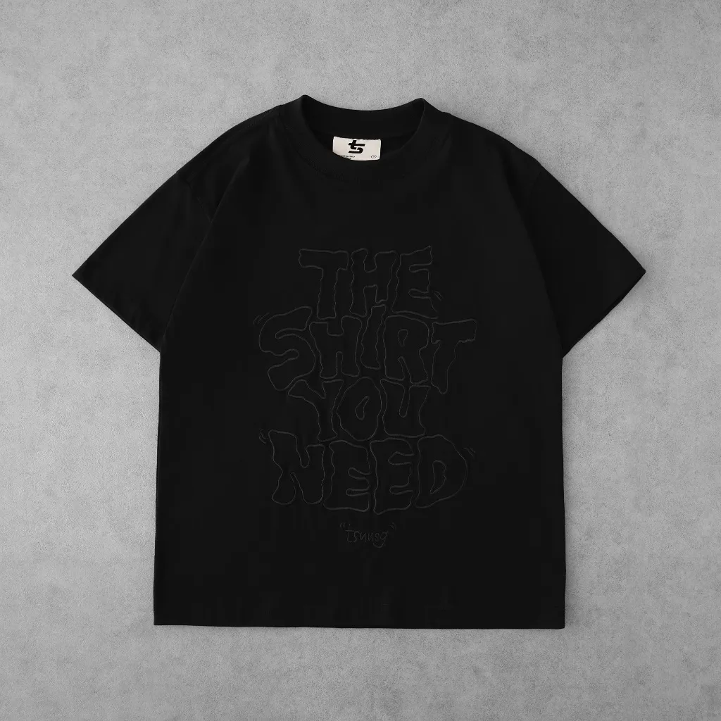 Ảnh Áo Thun Thêu Logo Ngoằn Ngoèo Màu Đen Brand TSUN Chính Hãng - Wiggle Tee Đen UNISEX Oversize 3