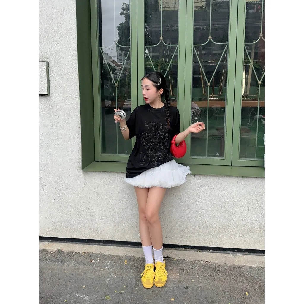 Ảnh Áo Thun Thêu Logo Ngoằn Ngoèo Màu Đen Brand TSUN Chính Hãng - Wiggle Tee Đen UNISEX Oversize 4