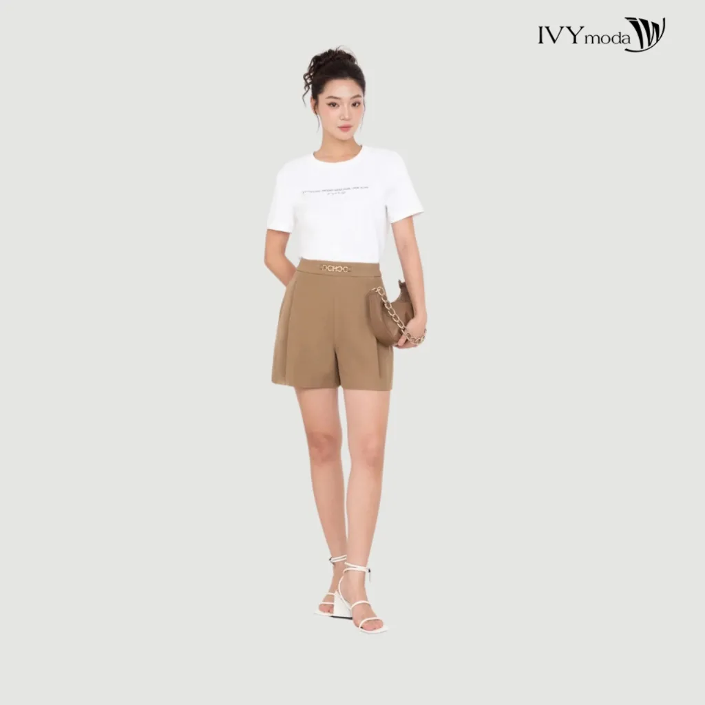 Ảnh Áo thun trắng in chữ, Áo thun nữ dáng suông basic dạo phố IVY moda MS 57T0268 1
