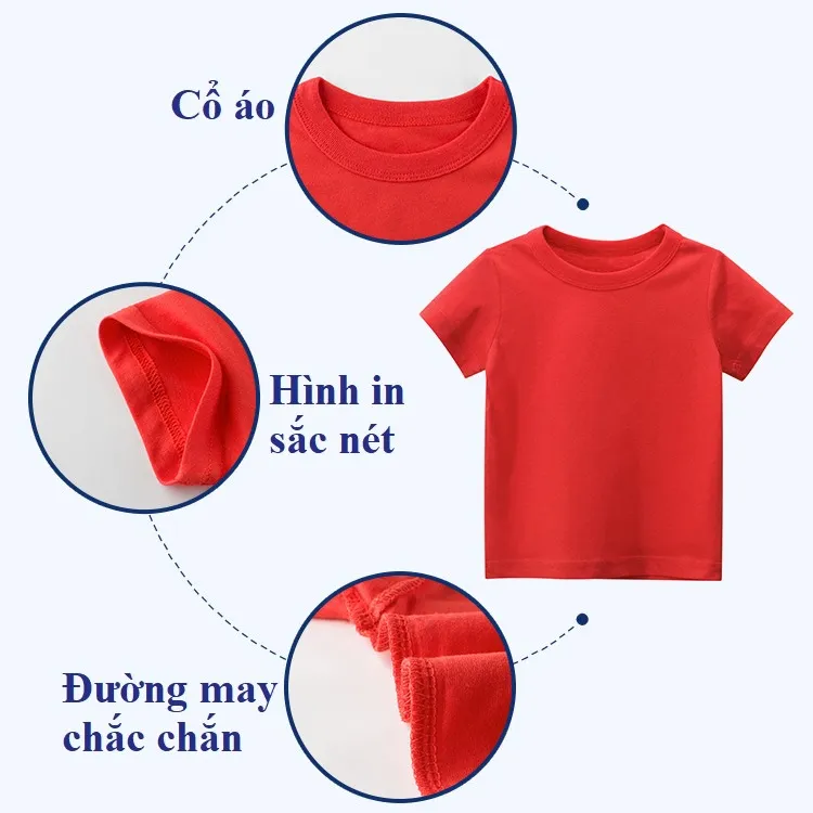 Ảnh Áo thun trơn bé trai gái cộc tay mùa hè hàn quốc thời cho cho trẻ em 2 đến 8 tuổi SKIDS 2