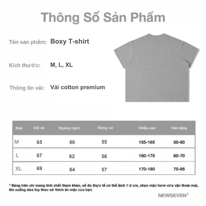 Ảnh Áo Thun Trơn Cotton 2 Chiều NEWSEVEN Nhiều Màu Form Boxy Nam Nữ NAT.499 1