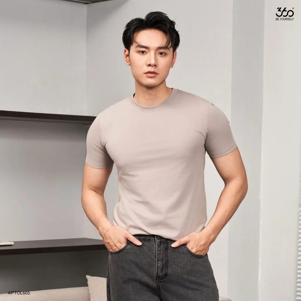 Ảnh Áo thun trơn cotton mềm mại 360 Boutique áo phông nam nữ trơn có cổ tròn form thể thao APTOL605 2