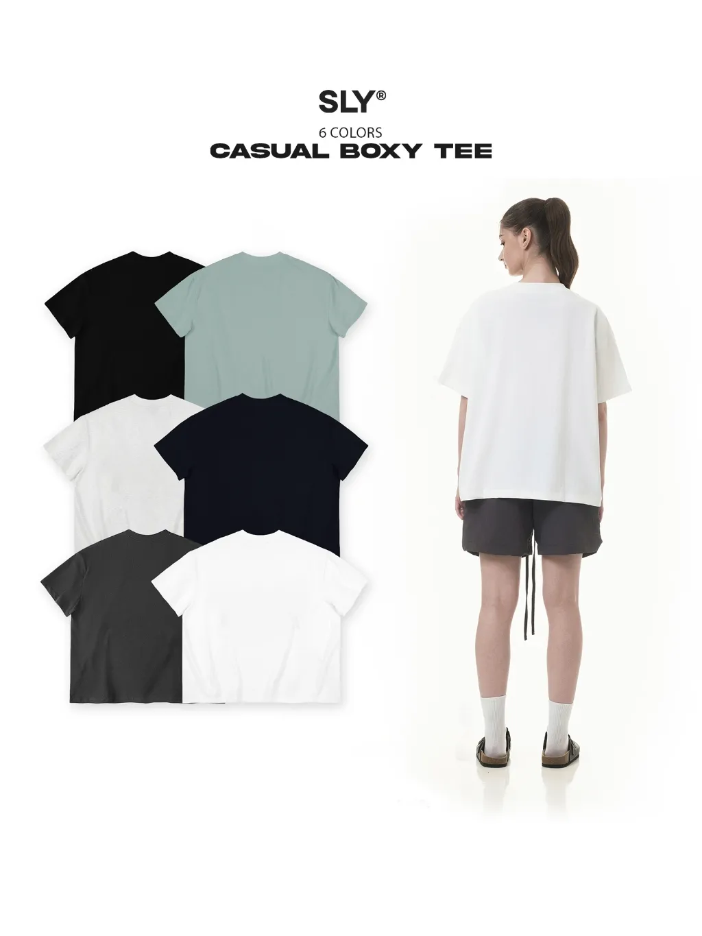 Ảnh Áo thun trơn form boxy SLY Casual Tee 6 màu 2