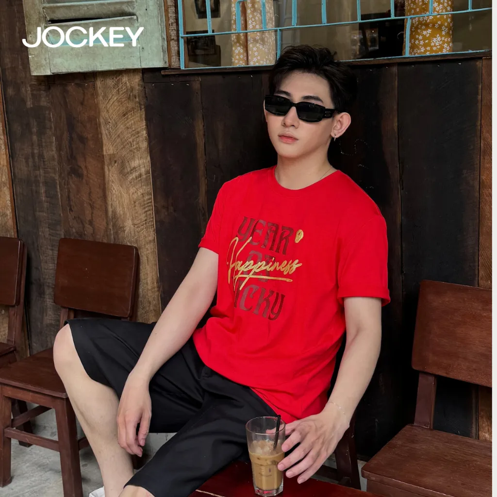 Ảnh Áo thun T-shirt đỏ Jockey cotton Happiness - J4100 4