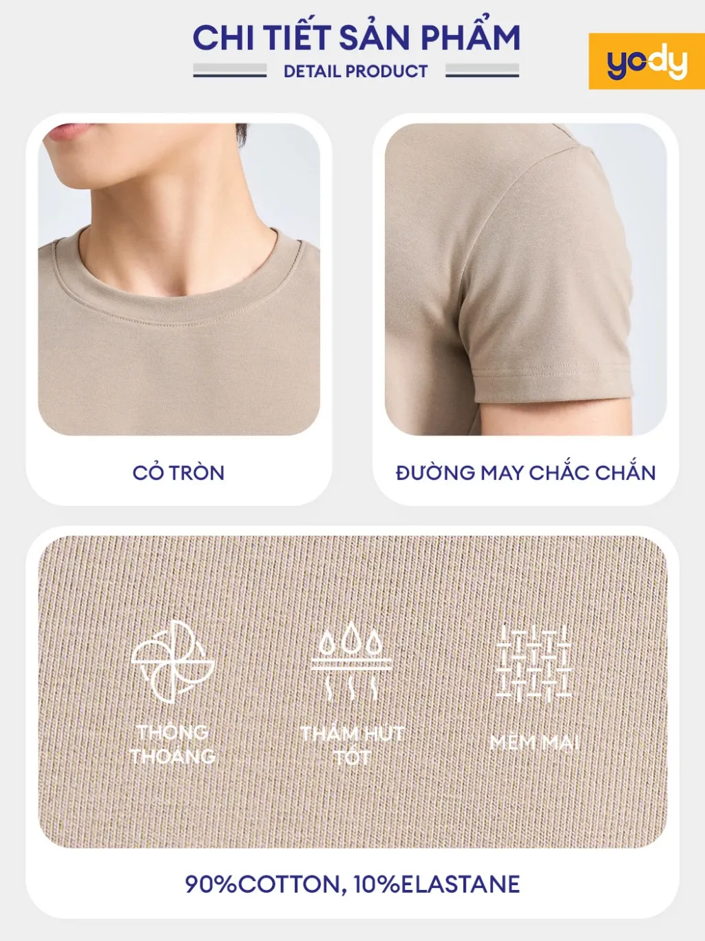 Ảnh Áo thun T-shirt Nam YODY dáng slimfit cơ bản, vải cotton mềm mại, thông thoáng MCTS25S336 2