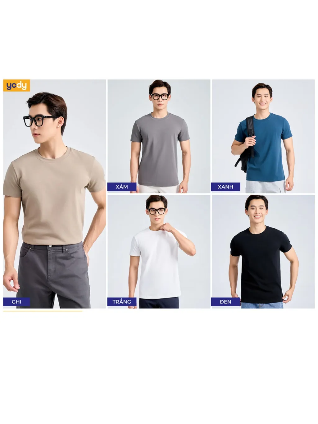 Ảnh Áo thun T-shirt Nam YODY dáng slimfit cơ bản, vải cotton mềm mại, thông thoáng MCTS25S336 3