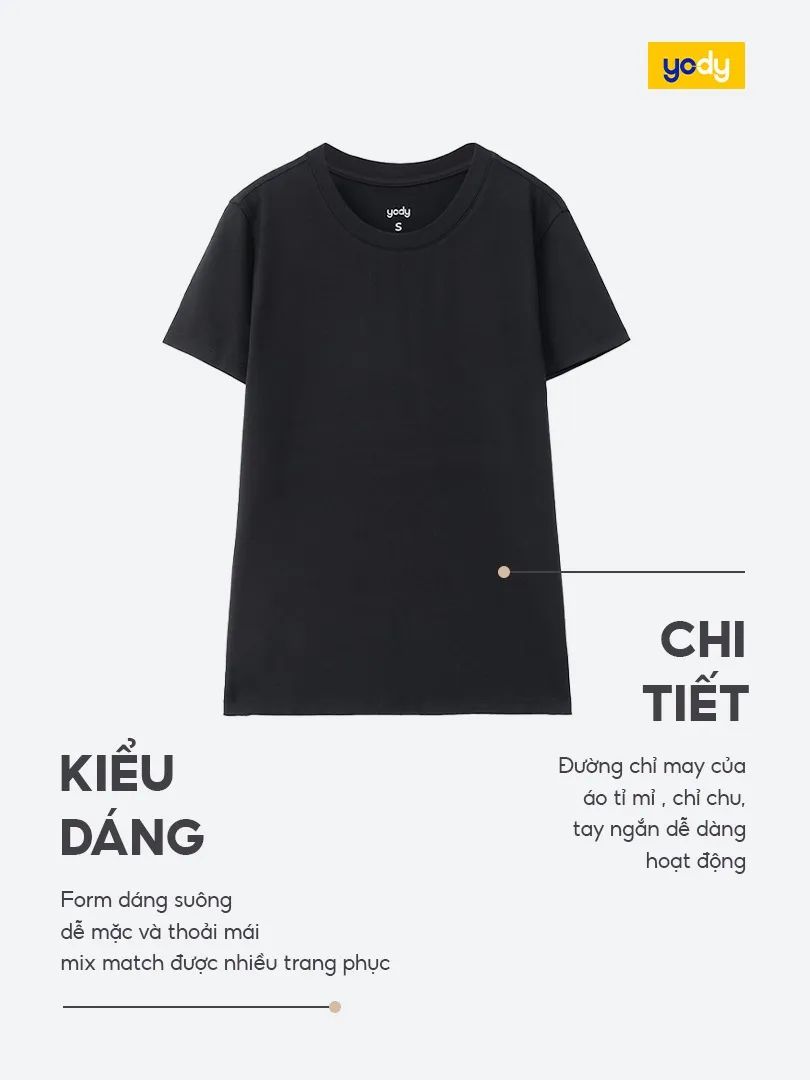 Ảnh Áo thun t-shirt nữ YODY dáng suông thông thoáng, mềm mại, an toàn cho da TSN7301 3