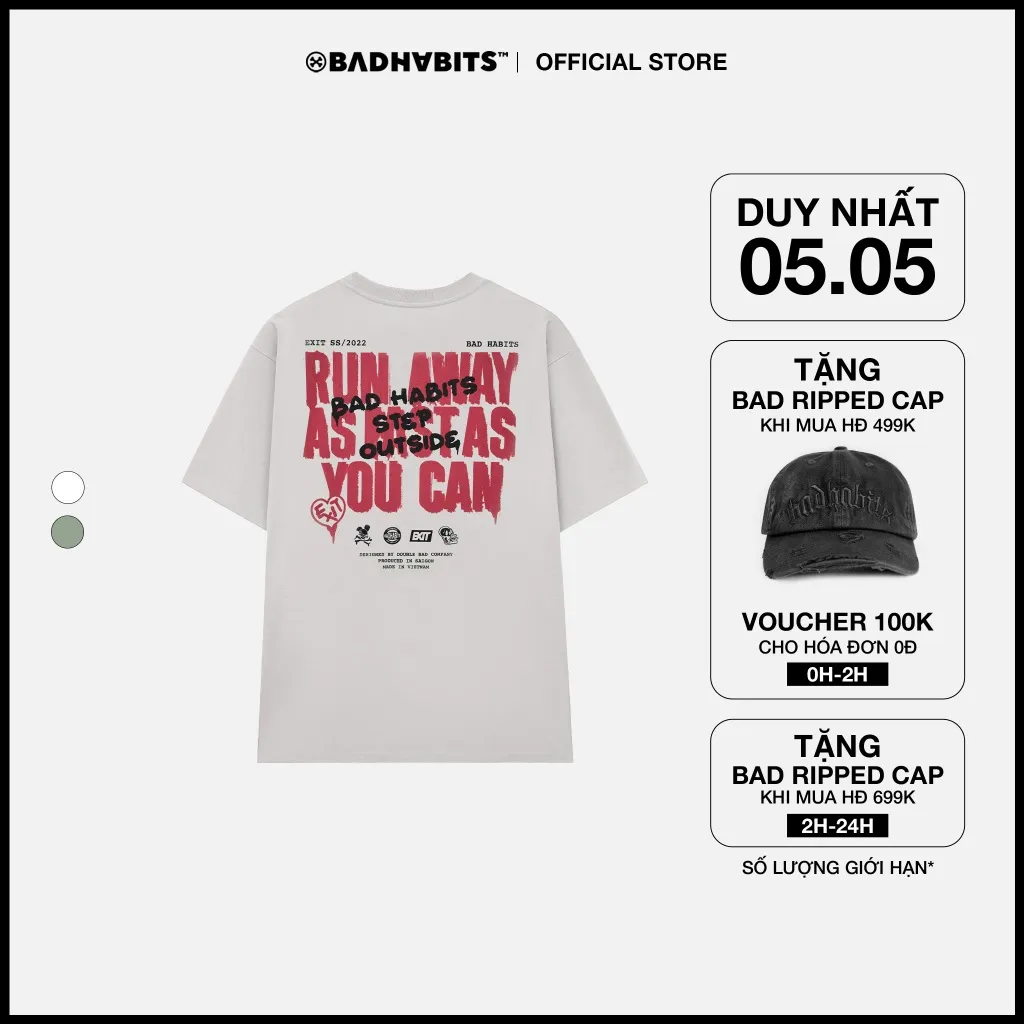 Ảnh Áo Thun Unisex BAD HABITS RUN TEE 100% Cotton - Local Brand Chính Hãng 1