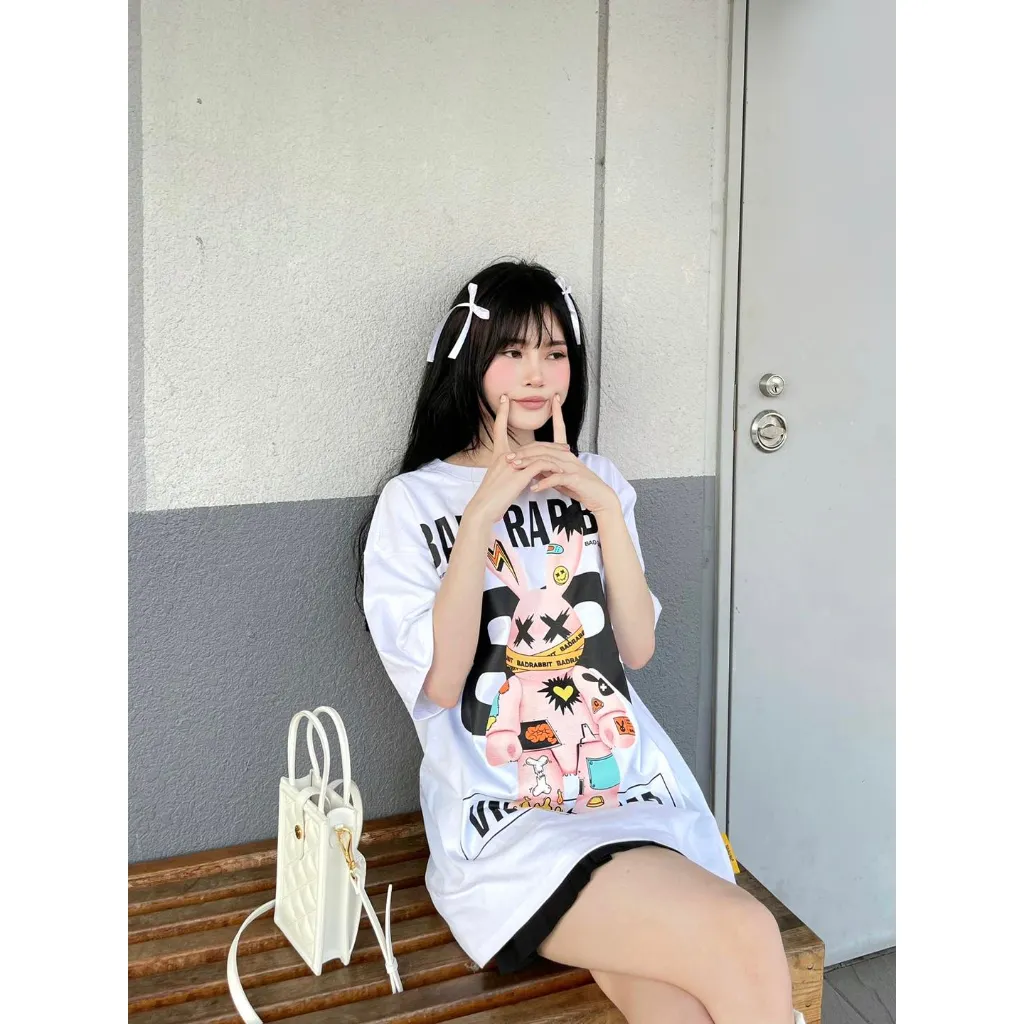 Ảnh Áo Thun Unisex Bad Rabbit White - Grafflex Arts Rabbit Tee - Local Brand Chính Hãng 3