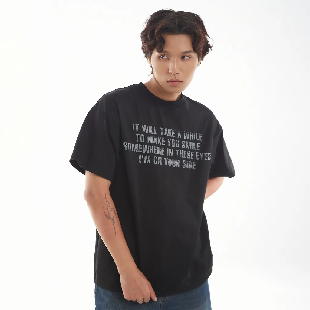 Ảnh Áo Thun Unisex DAPPERANDMORE Space Song Form Rộng Oversize 100% Cotton 250gsm - Black 4