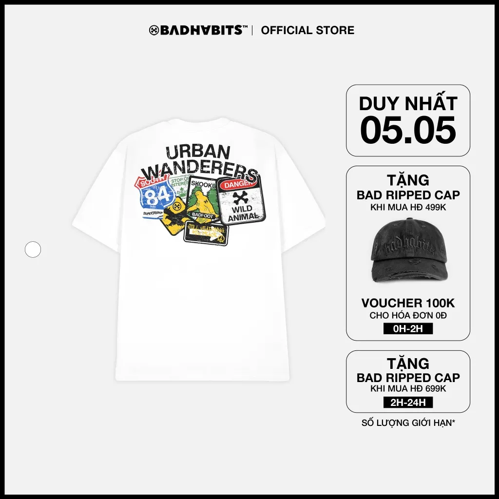 Ảnh ÁO THUN UNISEX -  S-URBANWANDERERS TEE WHITE - BAD HABITS SUPERTRAMP COLLECTION 1