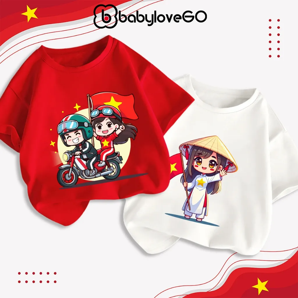 Ảnh Áo thun Việt Nam cho bé trai bé gái BabyloveGO áo 30/4 cho bé chất cotton mềm mịn thoáng mát 1