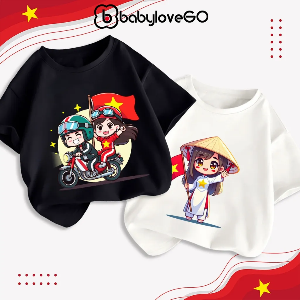 Ảnh Áo thun Việt Nam cho bé trai bé gái BabyloveGO áo 30/4 cho bé chất cotton mềm mịn thoáng mát 2