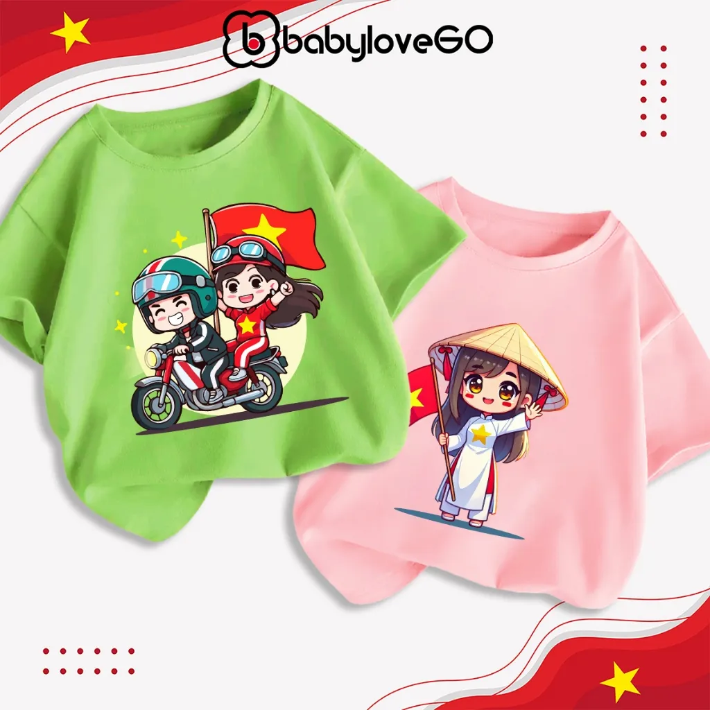 Ảnh Áo thun Việt Nam cho bé trai bé gái BabyloveGO áo 30/4 cho bé chất cotton mềm mịn thoáng mát 3