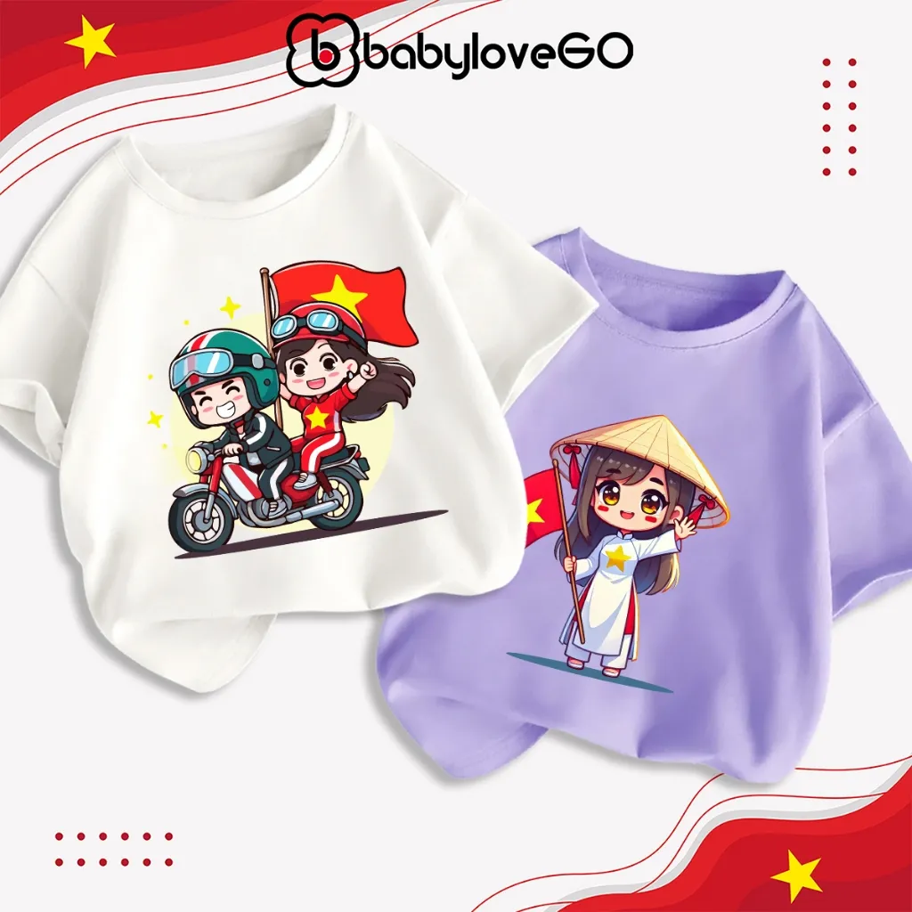 Ảnh Áo thun Việt Nam cho bé trai bé gái BabyloveGO áo 30/4 cho bé chất cotton mềm mịn thoáng mát 4