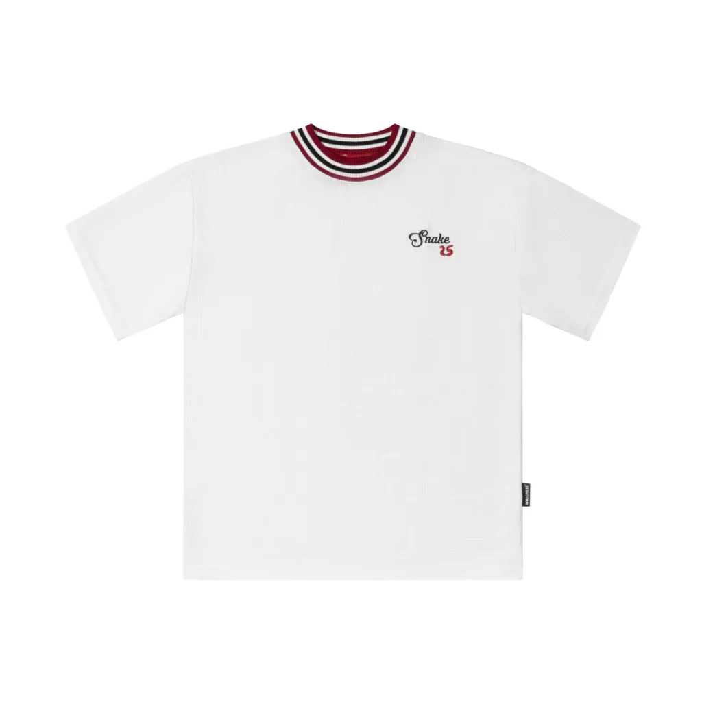 Ảnh Áo Thun Waffle SAIGONESE Chất Thun Tổ Ong Phối Cổ Sọc Unisex Nam Nữ Form Rộng 3 Màu 4