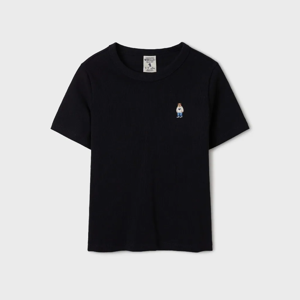 Ảnh Áo Thun WHO.A.U Steve Ribbed Short Sleeve T-shirt[B]_WHRAF2351F 1