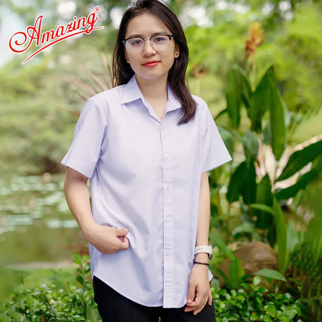 Ảnh Áo trắng nữ sinh tay ngắn rộng eo, phong cách Hàn, dáng suông trẻ trung năng động 3