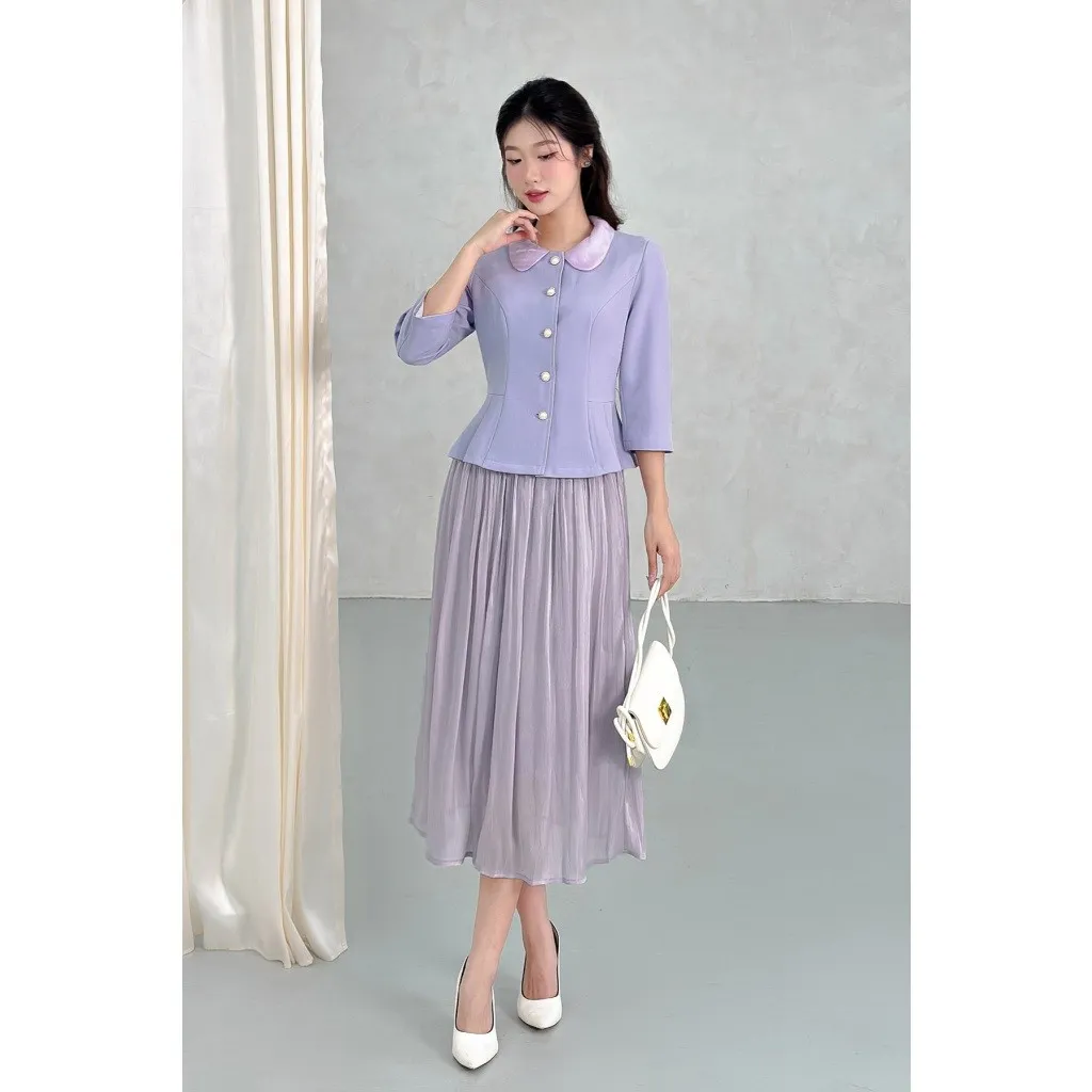 Ảnh Áo vest cổ sen phối, khuy trai LAMER O65B24Q008 2