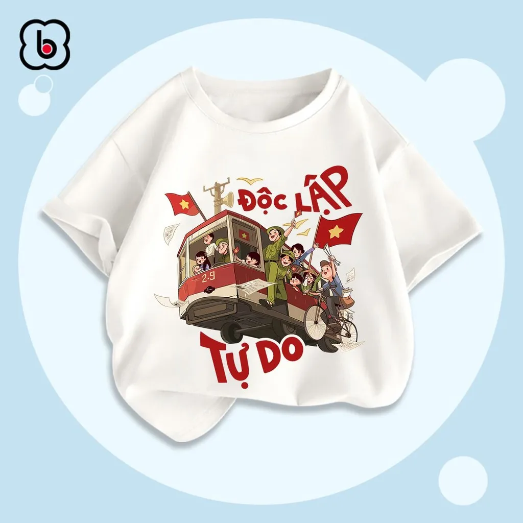 Ảnh Áo Việt Nam cờ đỏ sao vàng, áo thun bé trai bé gái chất cotton mềm mịn BabyloveGO 3