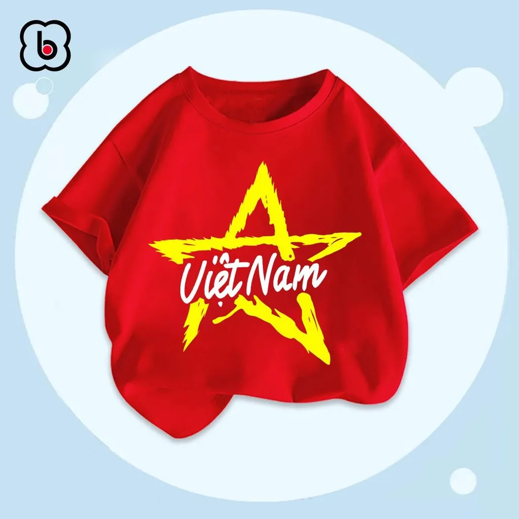 Ảnh Áo Việt Nam cờ đỏ sao vàng, áo thun bé trai bé gái chất cotton mềm mịn BabyloveGO 4