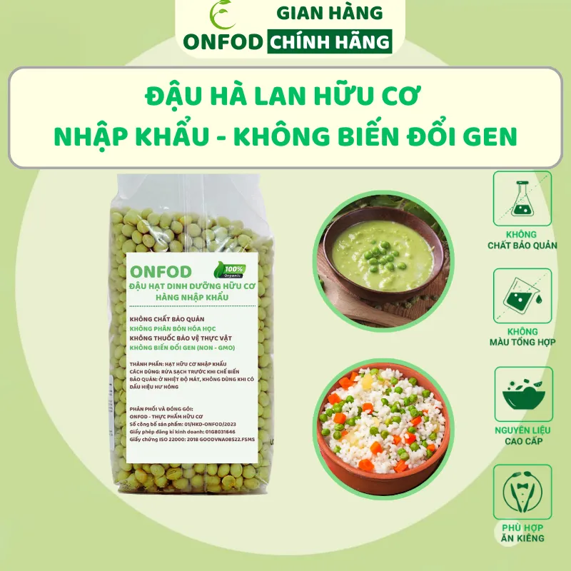 Ảnh Đậu hà lan hữu cơ nhập khẩu không biển đổi gen ONFOD giảm cân ăn kiêng tiểu đường mẹ bầu bé ăn dặm 1