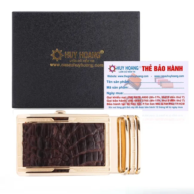 Ảnh Đầu khóa da cá sấu Huy Hoàng 3,5 phân đầu vàng màu đen, nâu đất, vàng, nâu đỏ HP9213-14-15-16 3