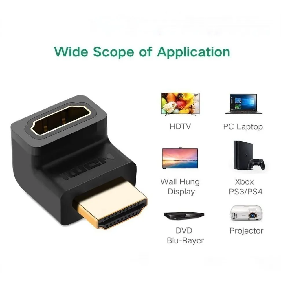 Ảnh Đầu nối cổng HDMI cái sang HDMI đực vuông góc 270 độ UGREEN 20110 (màu đen) - Hàng phân phối chính hãng 1