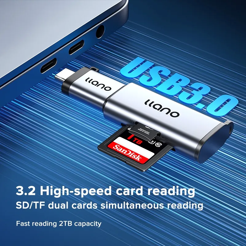 Ảnh Đầu đọc thẻ nhớ sd 2 trong 1 LLANO cổng USB 3.0 5gbps 2