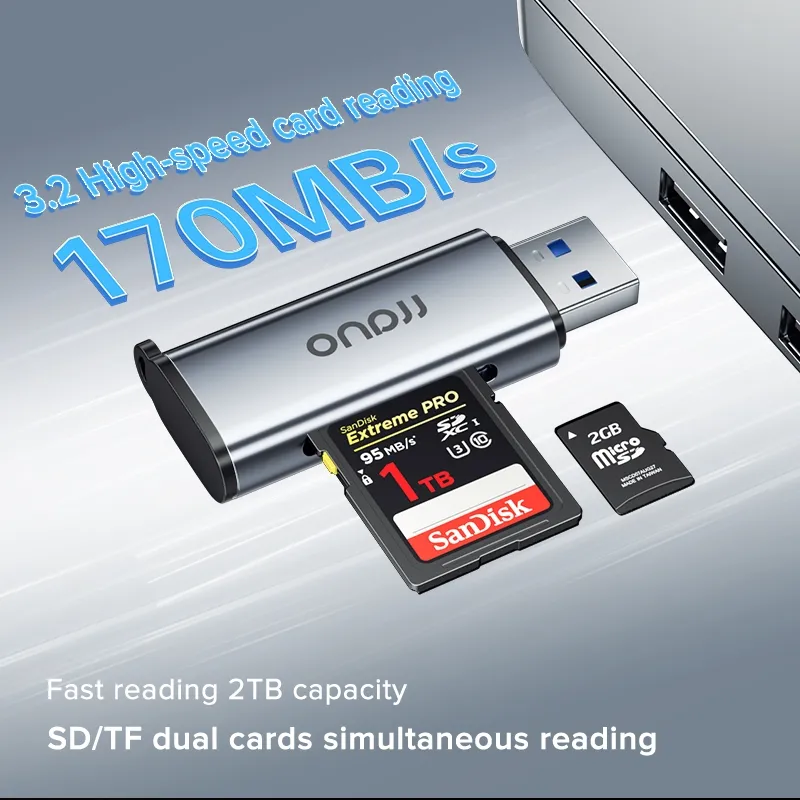 Ảnh Đầu đọc thẻ nhớ sd 2 trong 1 LLANO cổng USB 3.0 5gbps 3