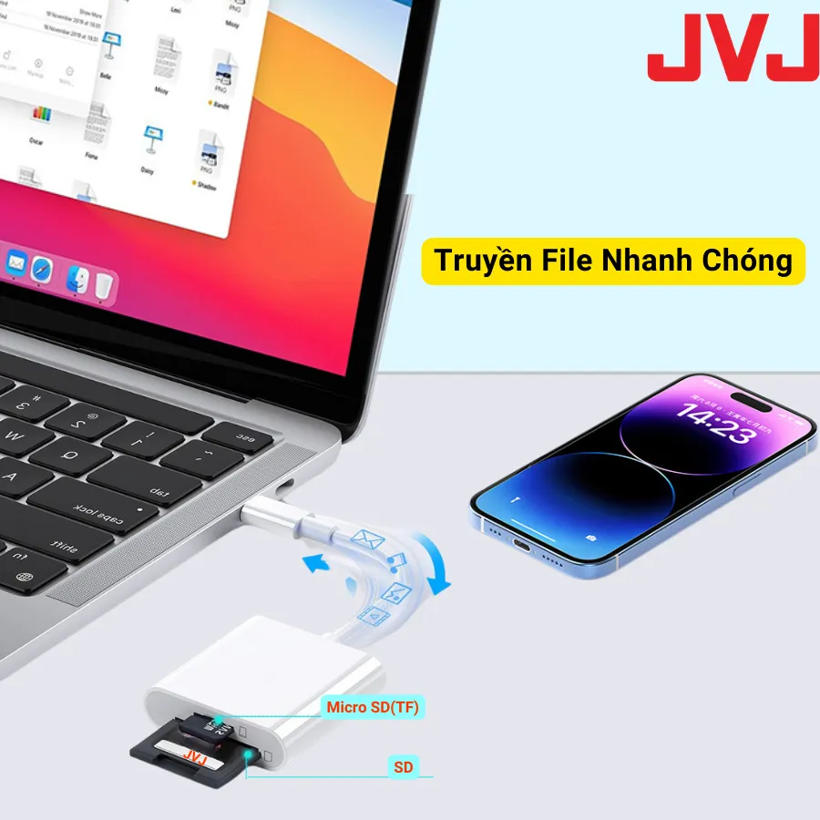 Ảnh Đầu Đọc Thẻ Nhớ SD /TF 2 Trong 1 Dành Cho Điện Thoại IPh, Máy Tính Bảng IPa / Laptop Cổng To Ling 4