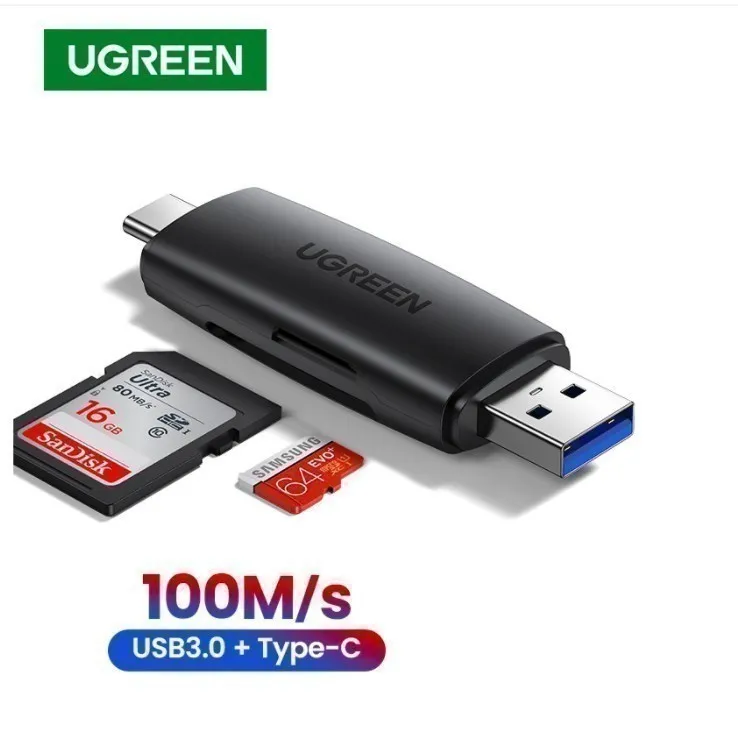 Ảnh Đầu đọc thẻ nhớ SD/TF 2 trong 1 UGREEN 80191 USB-A & Type-C ​- Hàng chính hãng 2