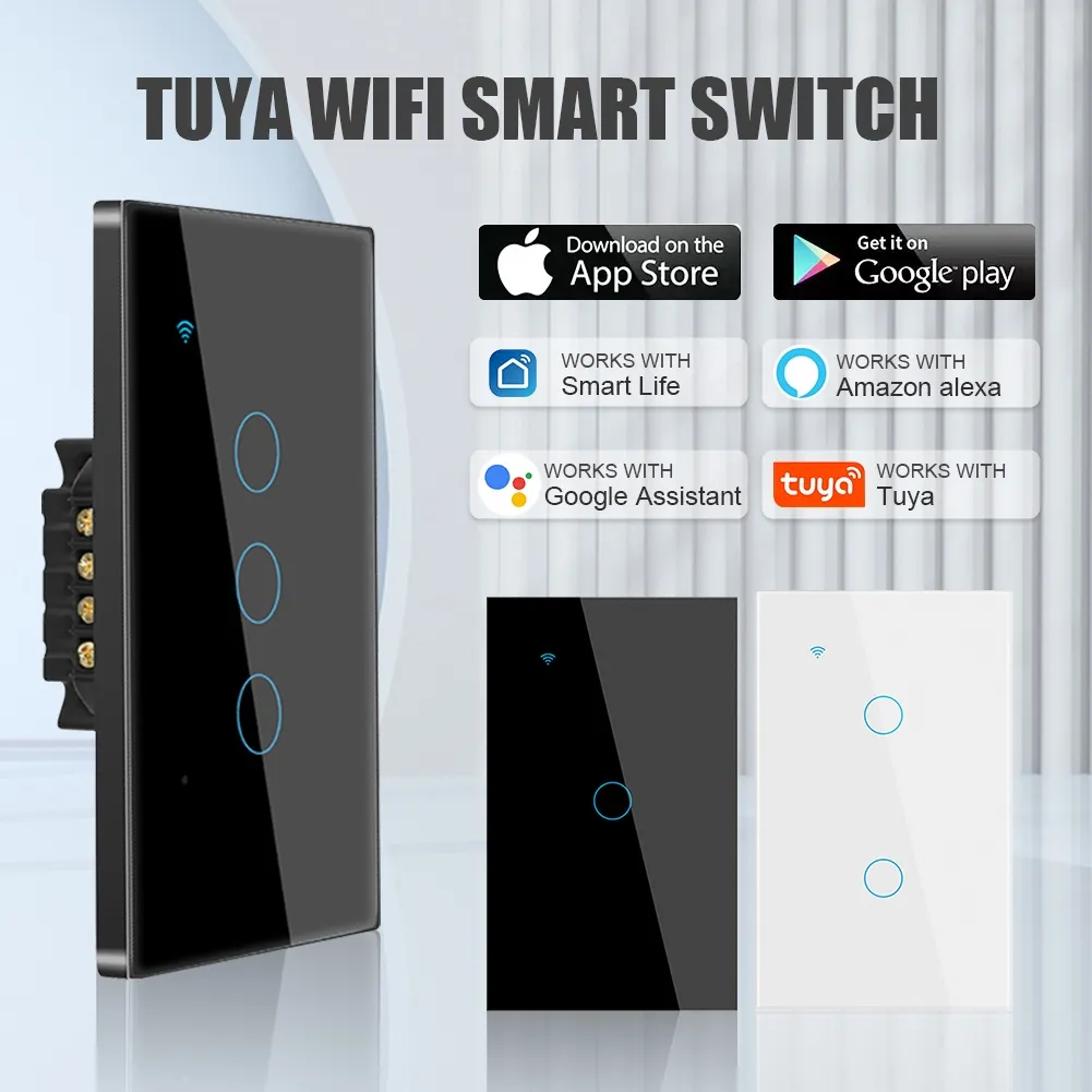 Ảnh Aubess 1/2/3/4 Gang 2.4g Wifi Ứng dụng công tắc cảm ứng thông minh Điều khiển từ xa 1
