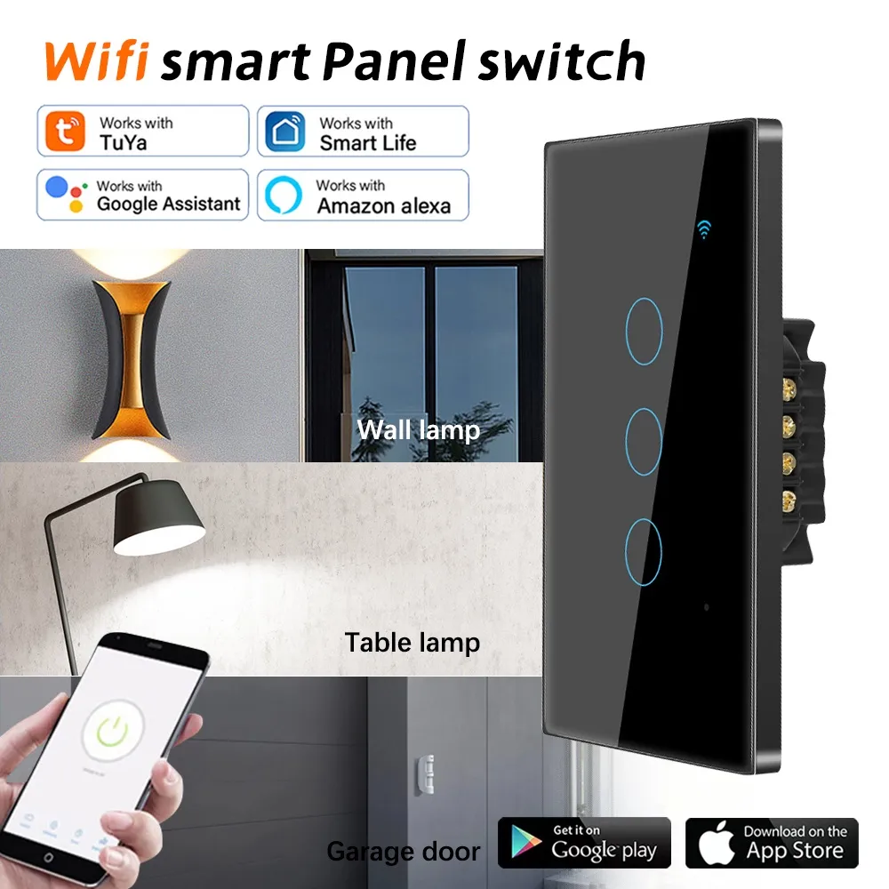 Ảnh Aubess 1/2/3/4 Gang 2.4g Wifi Ứng dụng công tắc cảm ứng thông minh Điều khiển từ xa 2