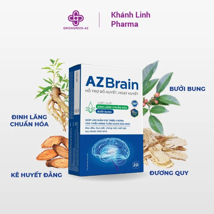 Ảnh AZBR-Viên uống bổ não AZBrain GrowGreenAz cải thiện trí nhớ, tăng tuần hoàn máu não, hoạt huyết, giảm đau đầu 2