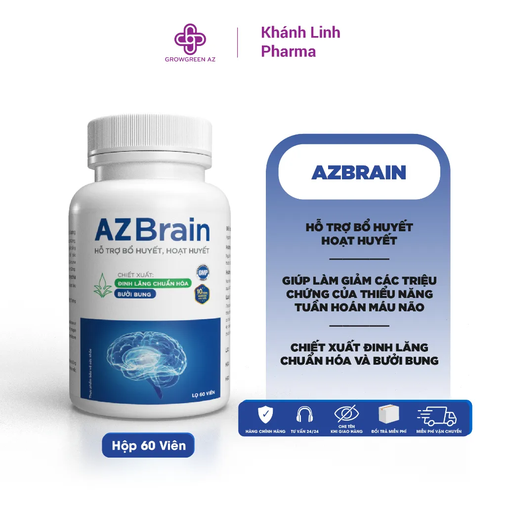 Ảnh AZBR-Viên uống bổ não AZBrain GrowGreenAz cải thiện trí nhớ, tăng tuần hoàn máu não, hoạt huyết, giảm đau đầu 3