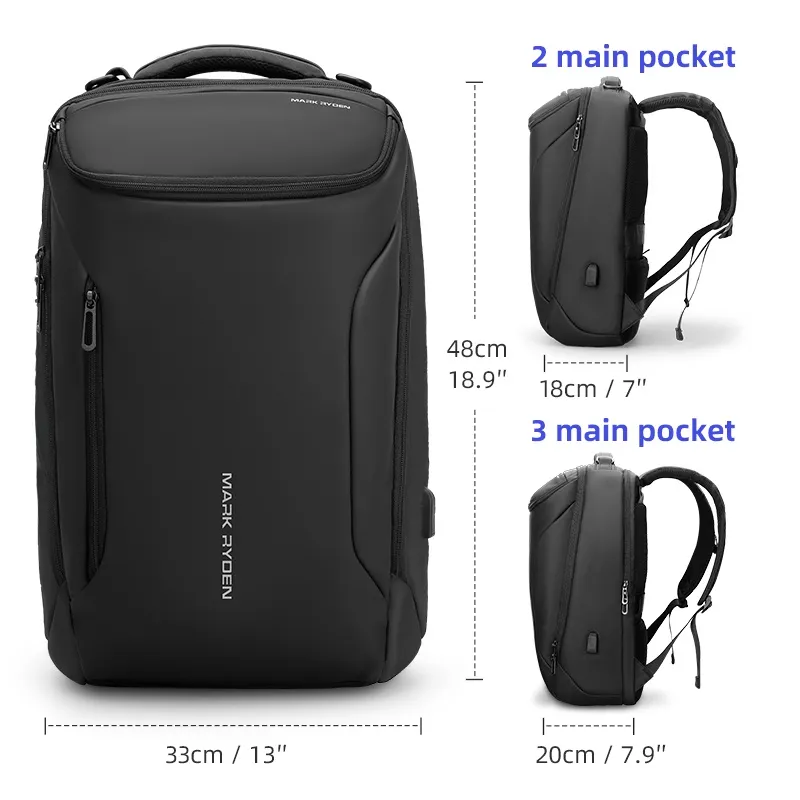 Ảnh Ba lô MARK RYDEN Nam Laptop Beg Galas Lelaki YKK Dây kéo Chống thấm nước (17.3 ") 2