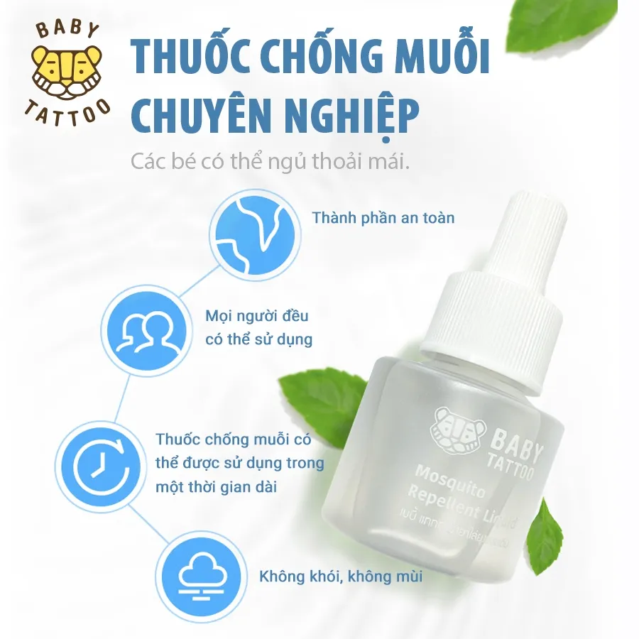 Ảnh BABY TATTOO Combo Máy Xông Và Tinh Dầu Đuổi Muỗi Không Mù Không khói 2